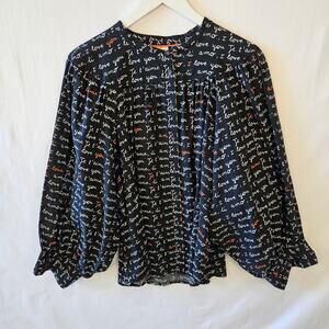 Laetitia Rouget Anthropologie Button Up Blouse Black Size XL